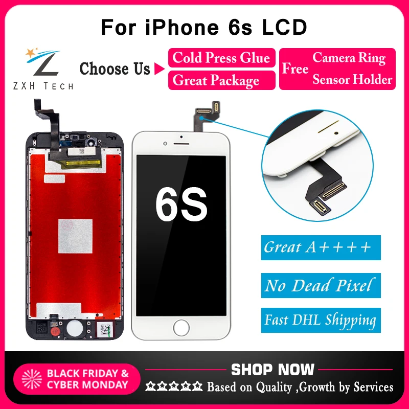 10 шт./лот 100% гарантия A + Замена LCD для iPhone 6s с дигитайзером сборка экран 3D сенсорный