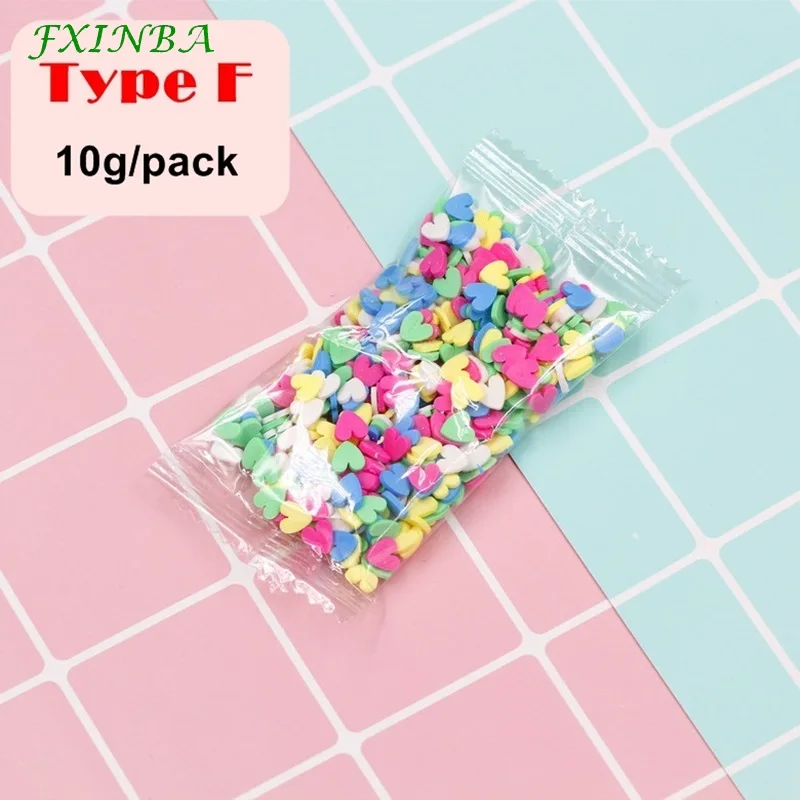 FXINBA 10 г Fimo Ломтики поддельные брызги торт украшение для слизи DIY конфеты игрушки в виде десерта пушистые слимы поставки грязи глина дополнение - Цвет: Type F