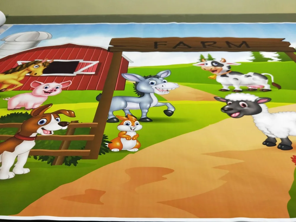 В фермерском стиле фон фотографии красный barn животных скотный двор детская