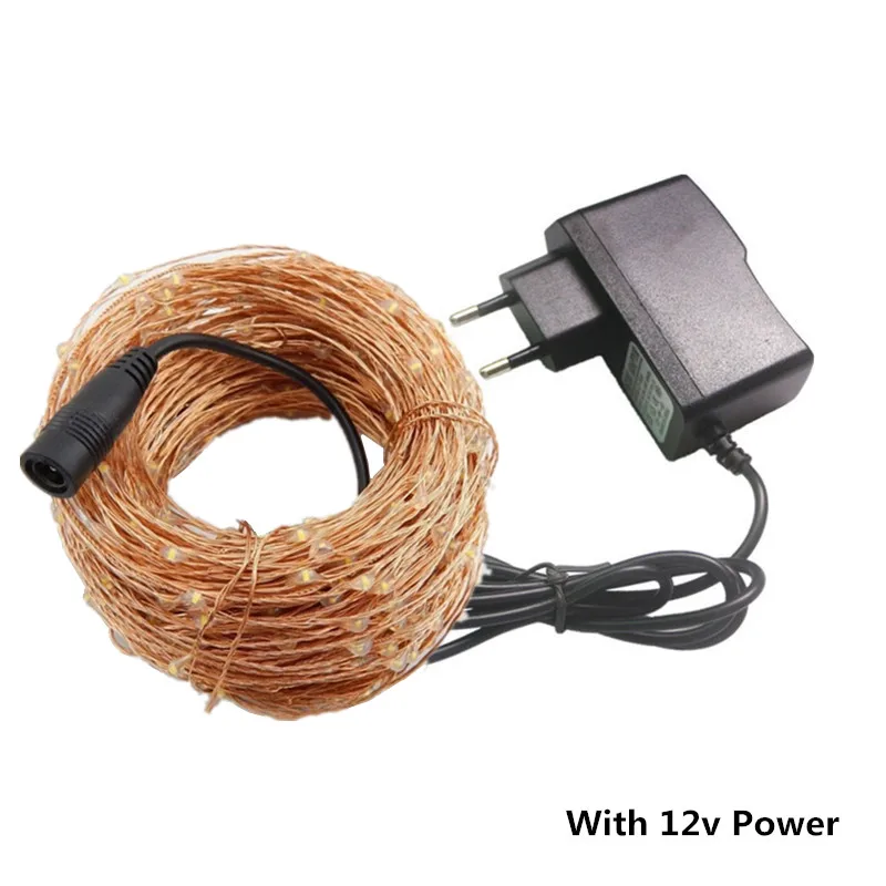 

Christmas led string lights 10m 20m 30m 50m Copper Fairy Light With DC12V Power Supply Outdoor Holiday Wedding Party Decoration