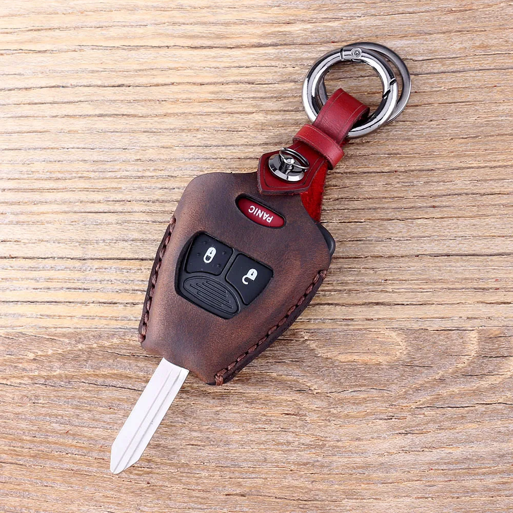 Color 2 KEYYOU 3 кнопки кожаный чехол для ключа автомобиля чехол для Chrysler Jeep для Dodge Ram 1500 Калибр Nitro Ram 2500 3500 крышка ключа - Количество кнопок: Color 2