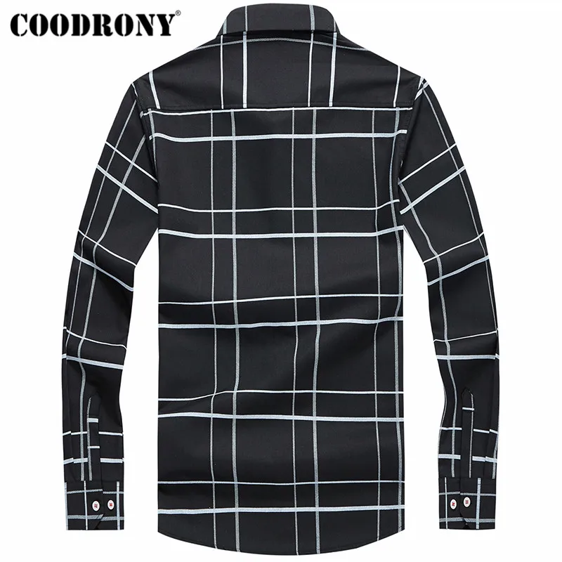 COODRONY брендовая мужская рубашка, хлопковая рубашка, Мужская Осенняя новая уличная мода, полосатые повседневные рубашки с длинным рукавом, Camisa Masculina 96045