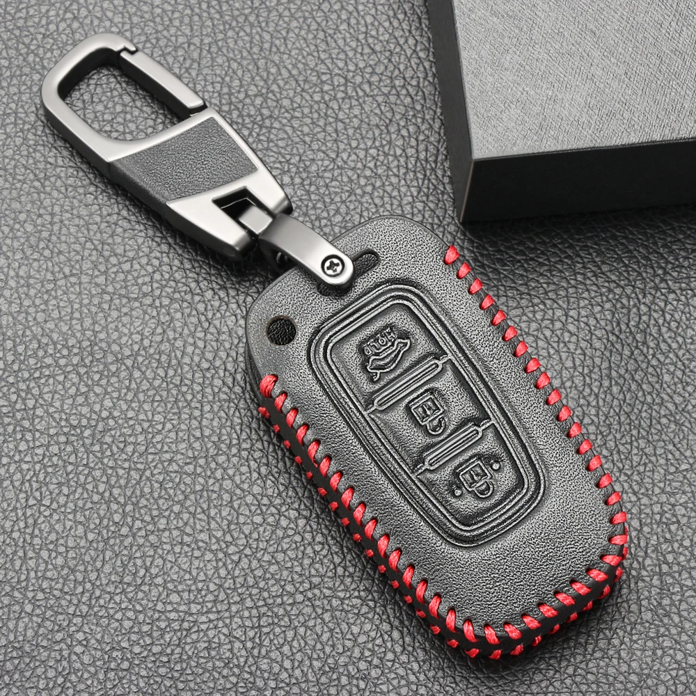 Новый дизайн 3 кнопки кожаный чехол для ключей автомобиля Hyundai Solaris HB20 Veloster SR IX35