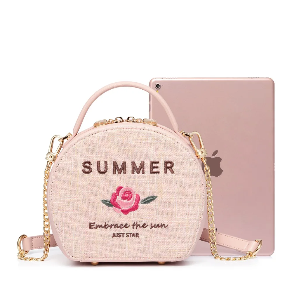 JUST STAR женские Сумки из искусственной кожи Дамская мода вышивка летняя сумка