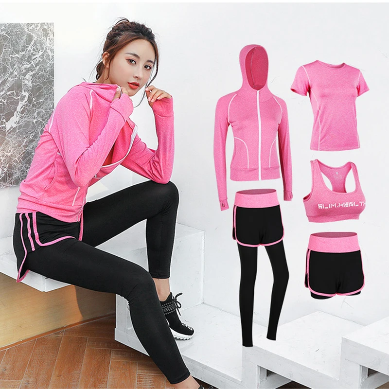 Женский спортивный костюм для йоги Однотонная футболка и шорты несколько