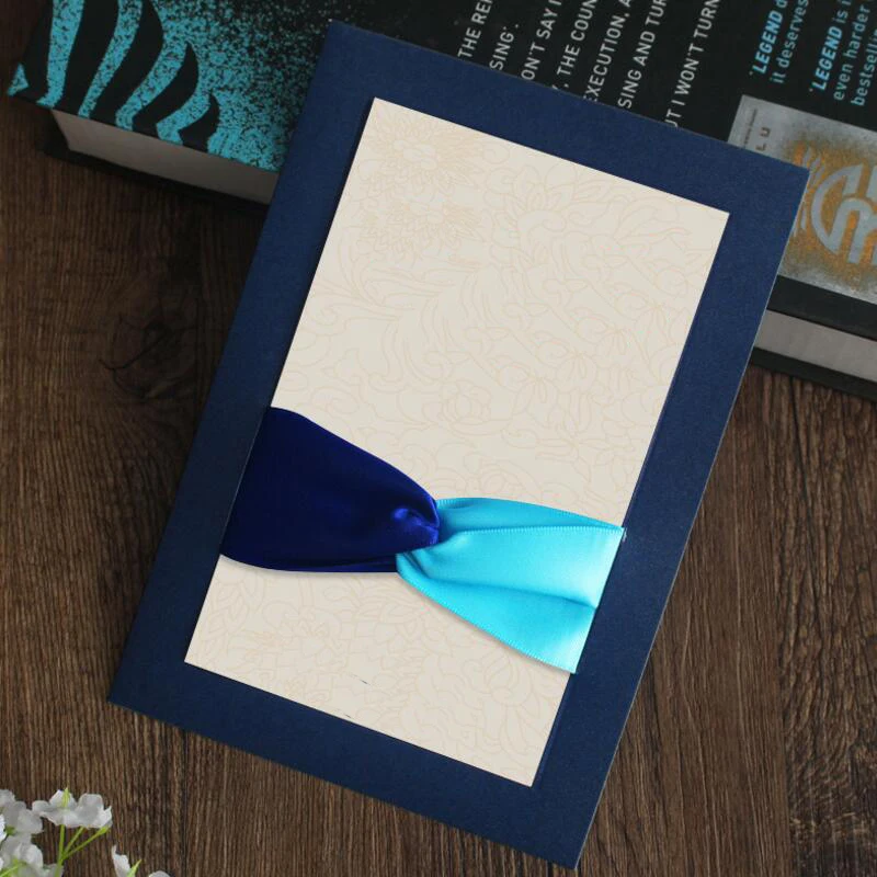 

20 Pcs/lot Ribbon Folding Inner Page Paper Card Personality Thanksgiving Card Birthday Party Wedding Invitations Card
