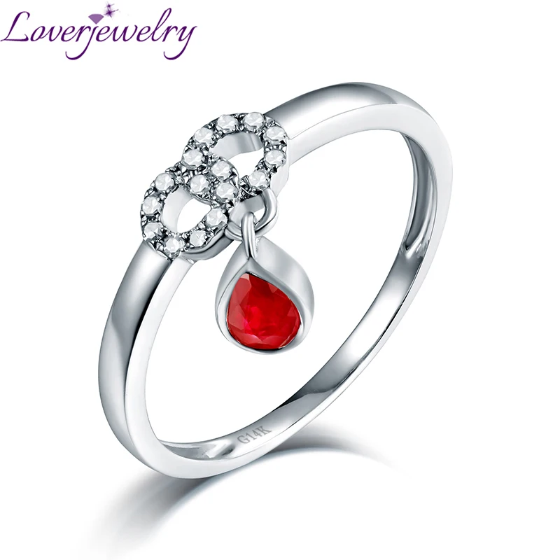 LOVERJEWELRY обручальные кольца с рубином из белого золота 14 карат обручальное кольцо