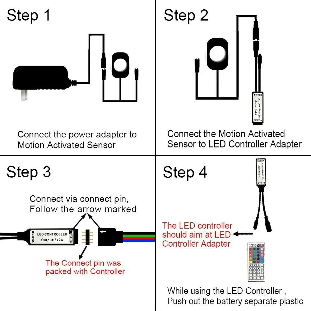 Комплект светодиодных лампочек для кровати RGB PIR датчик движения Светодиодная
