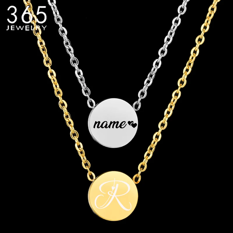 Женское Ожерелье с гравировкой по бокам простое ожерелье из нержавеющей стали