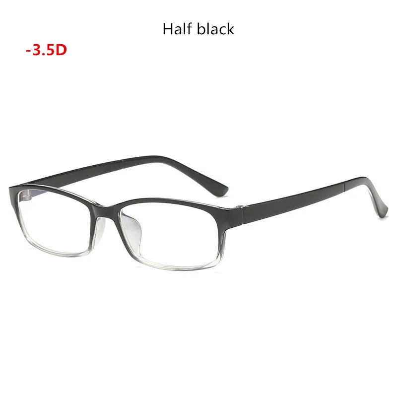 Anti-Blu-Ray Anti-Radiation Finished Glasses-0.5 to-6.0 Men's And Women's Spectacle Frames With Diopter - Цвет оправы: Halfblack Myopia-350