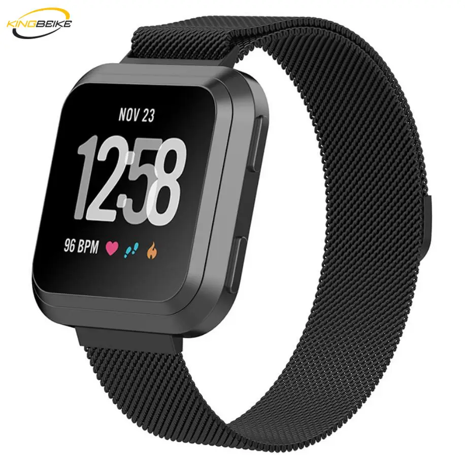 KINGBEIKE Миланский ремешок для Fitbit Versa наручные часы браслет из нержавеющей стали