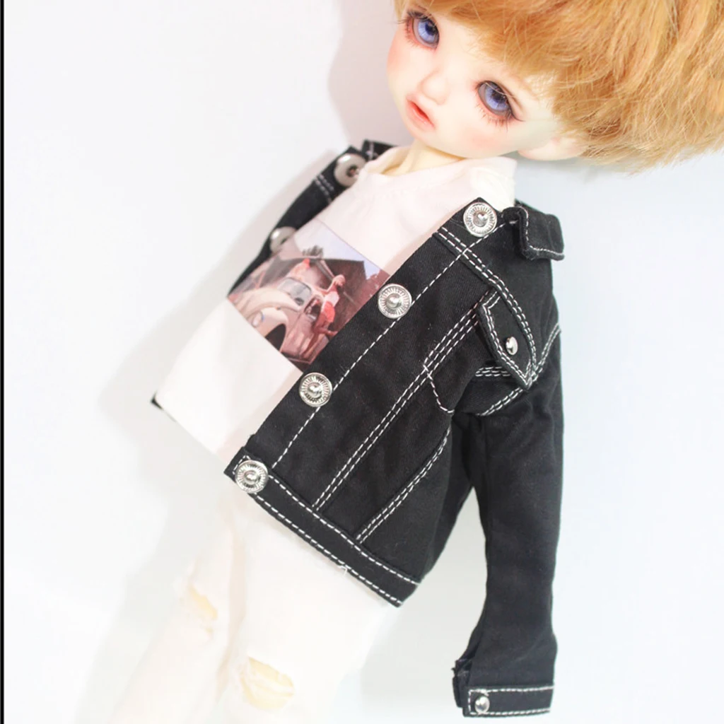 Повседневное джинсовое пальто с длинными рукавами ручной работы для 1/6 BJD AOD YOSD DD Dollfie, однотонная одежда черного цвета