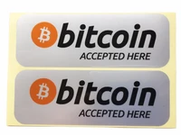 10pcs 14 5x5 5cm bitcoin accepted here self adhesive durable silver pet label sticker item no fs02
