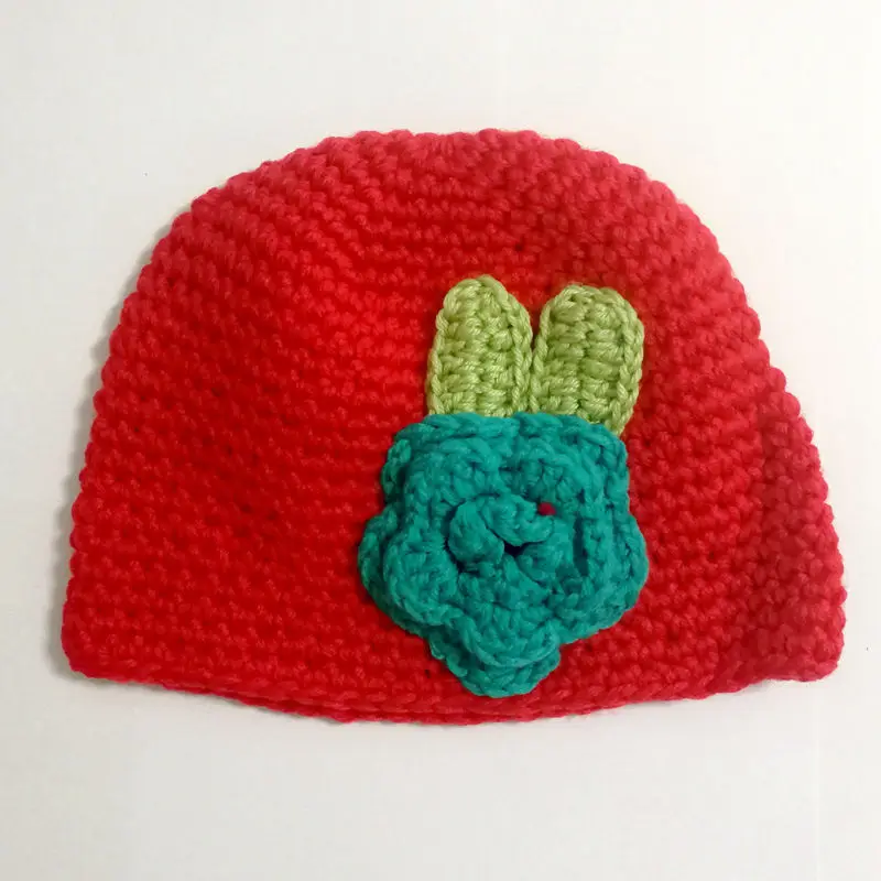 2 Red hat green flow Весенняя вязаная крючком шапка для маленьких девочек; детская шапочка для душа; ручная вязаная шапка с цветами для новорожденных; H950S - Цвет: 2 Red hat green flow