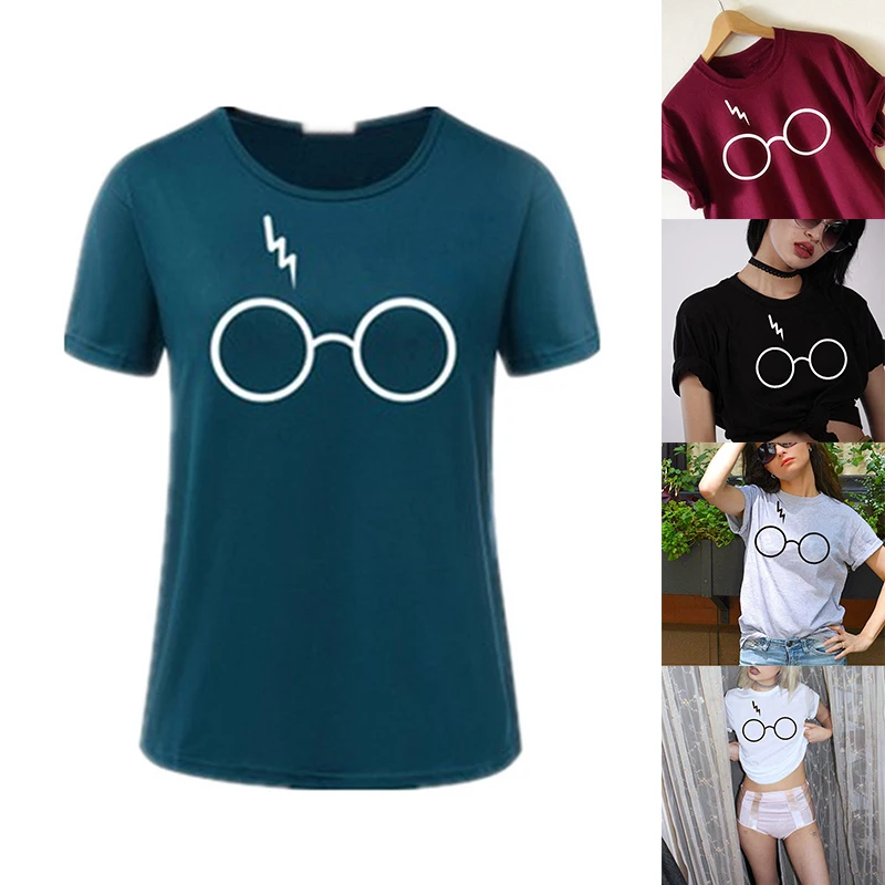 2017 New Womens Lightning Glasses Printed T-shirt Tees Harajuku Tshirt Plus Big Size | Женская одежда