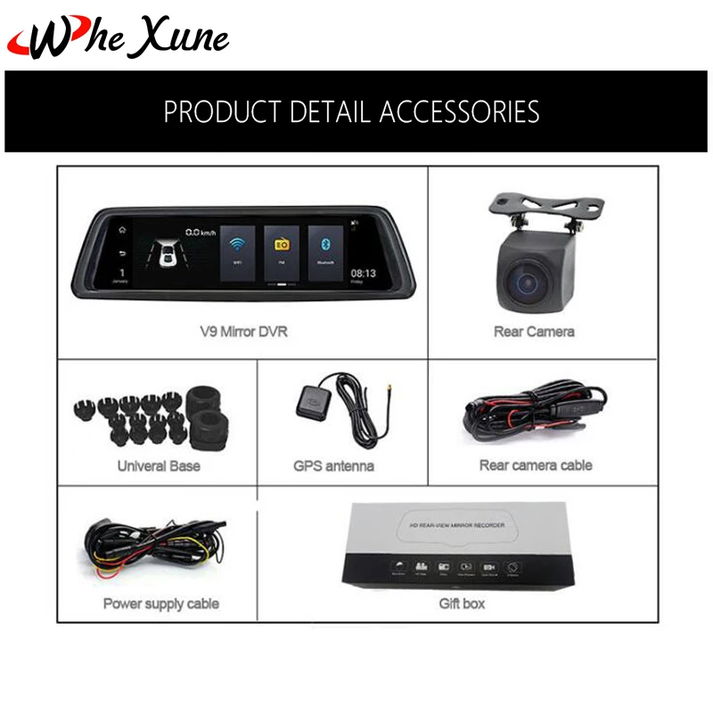 Whexune 10 &quotсенсорный Android 4 г специальное зеркало Видеорегистраторы для