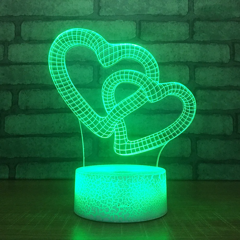 

Love 3d Led Night Lamp Seven-color Explosive Crack Atmosphere Led Usb 3d Lamp Valentine's Day Gift 3d Light Fixtures