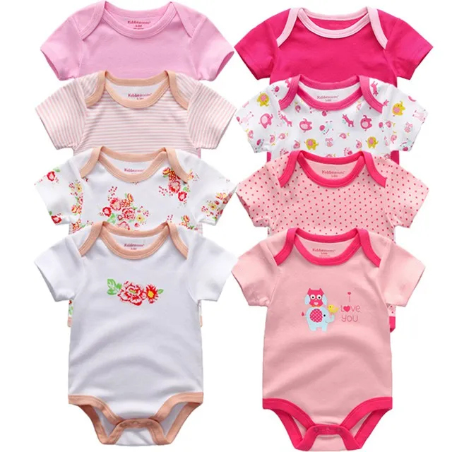 baby clothes W11 Боди для новорожденных; 8 шт./лот; хлопковые кружевные Дизайнерские летние боди с принтом; Roupas de bebe; комбинезон; одежда для маленьких девочек - Цвет: baby clothes W11