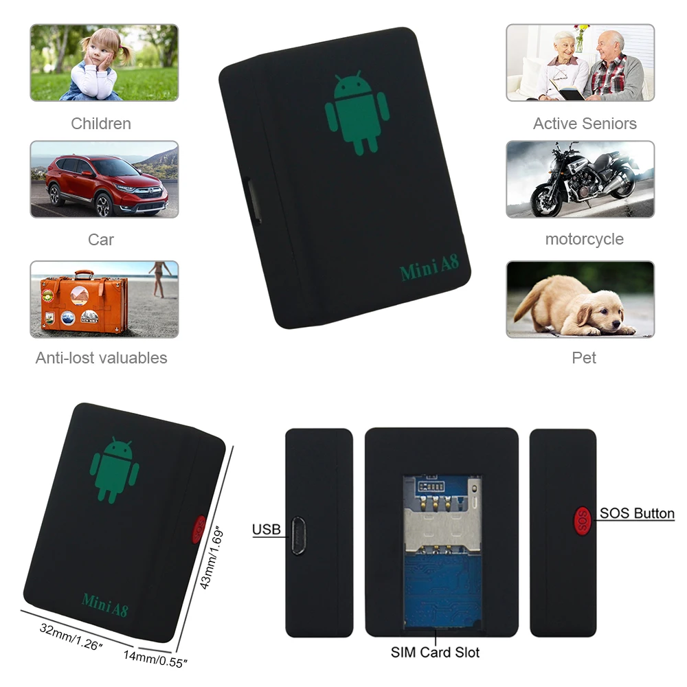 Мини A8 GPRS трекер Rastreador Veicular для автомобиля детей Pet GSM/GPRS адаптер отслеживания