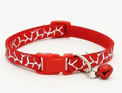 red Карамельный цвет, регулируемый ошейник для питомцев кошек, колокол, нейлоновый ошейник для маленьких собак, кружевная цепочка для кошек, розовый, красный, желтый, синий, зеленый, черный, один размер - Цвет: red