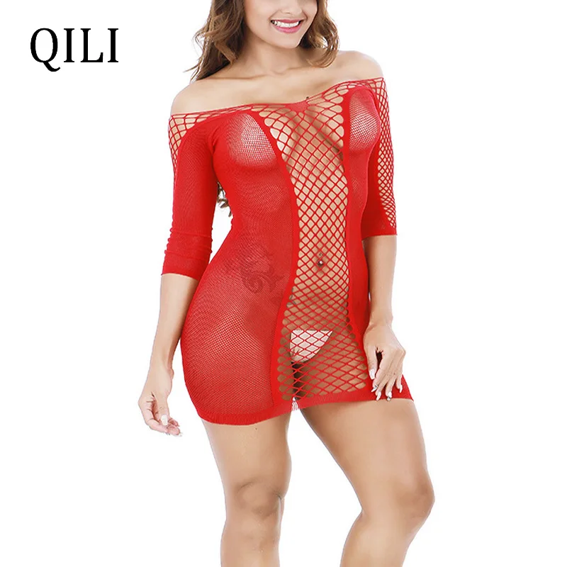 QILI женское летнее сексуальное платье с открытыми плечами прозрачное клетчатое