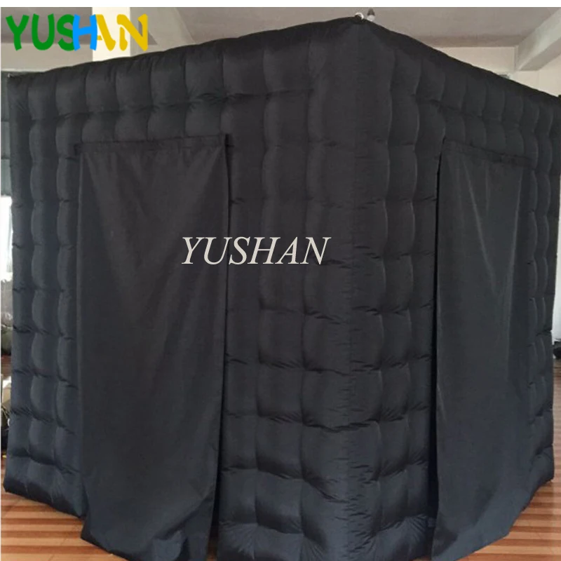 للبيع خيمة قابلة للنفخ على شكل مكعب ، كابينة صور ، غطاء باب قابل للإزالة ، بدون مصابيح LED للحفلات ، أسود