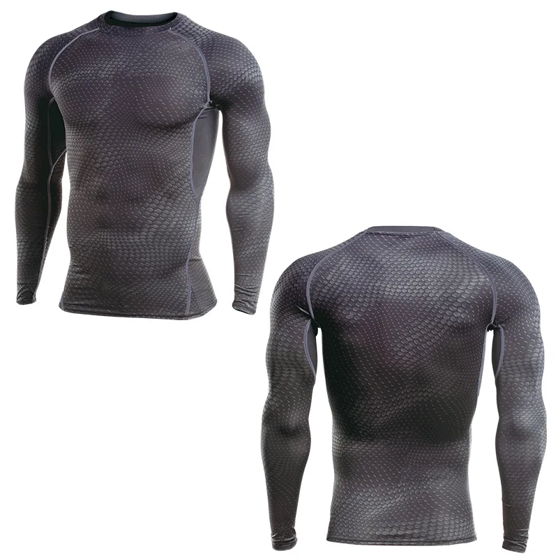 Мужская быстросохнущая компрессионная рубашка Rashguard для бега с длинным рукавом и