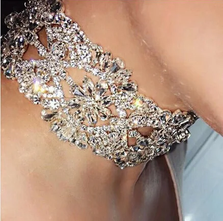 Модное ожерелье с цветами Ожерелье Стразы чокер до ключиц|clavicle necklace|rhinestone
