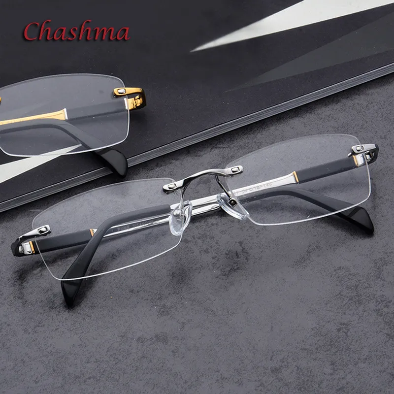 Очки Chashma мужские без оправы с широким лицом из чистого титана готовые очки по