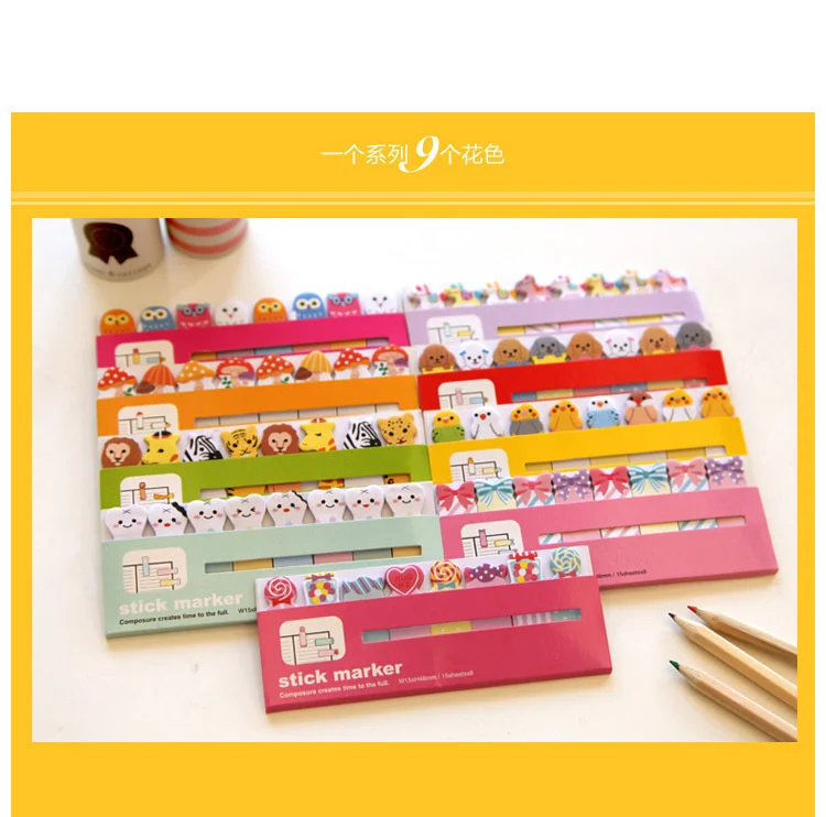 

Mini Cute Kawaii Animals Candy Color Sticker memo pad memo boards Note Paper bookmark for Kids Creative Gift korean papelaria