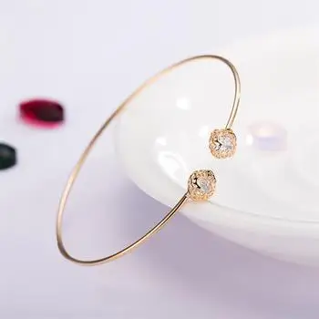 European and American fashion new fashionable pure copper geometric crystal pearl bracelet | Украшения и аксессуары