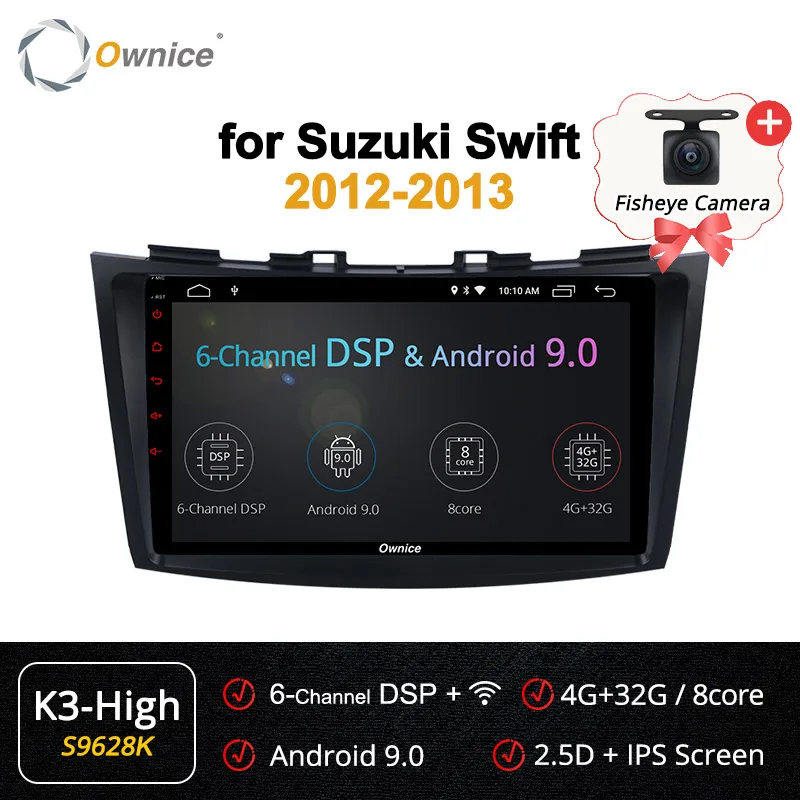 S9628 K3-High Ownice K2 K3 K5 K6 2Din Android 9,0 автомобильный Радио dvd-плеер для Suzuki Swift 2012 2013 gps Navi Стерео 4G LTE 360 панорама DSP - Цвет: S9628 K3-High