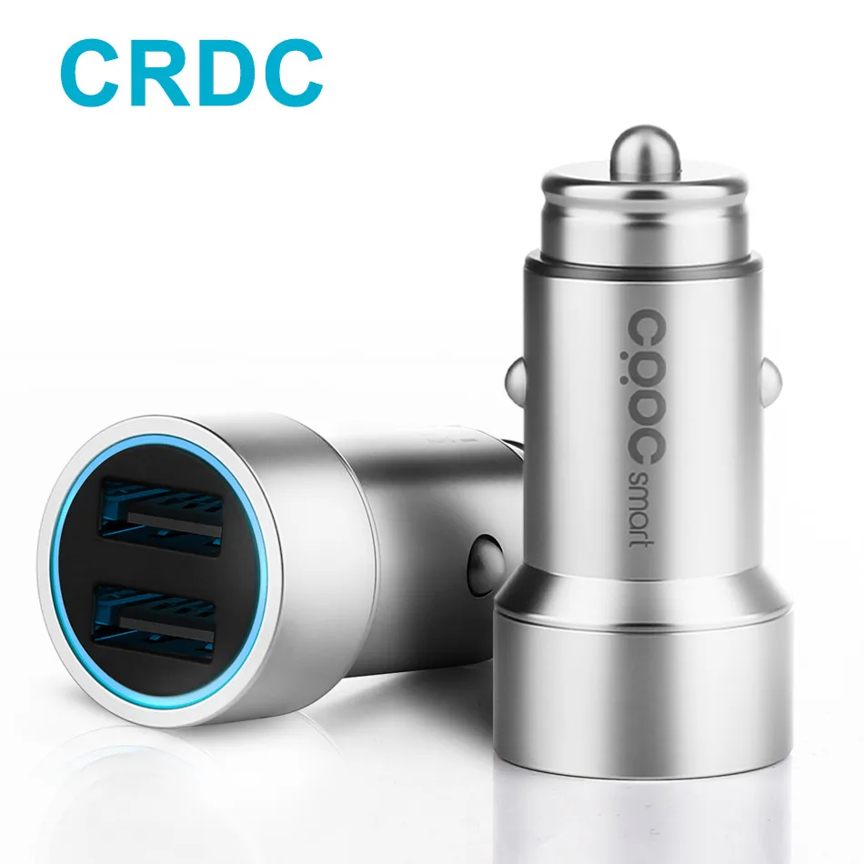 CRDC 3.4A Dual USB Car Charger Universal Metal Fast Car-Charger With LED halo for Xiaomi iPhone 7 Samsung S8 LG G5 HTC&ampTablet PC |