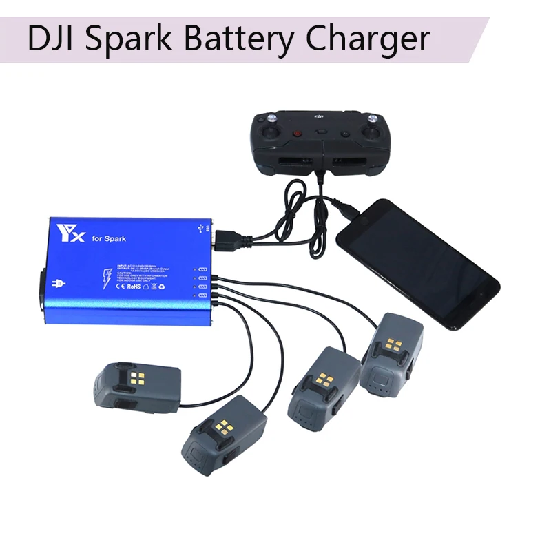 Мульти зарядное устройство батарея и пульт дистанционного управления для DJI Spark