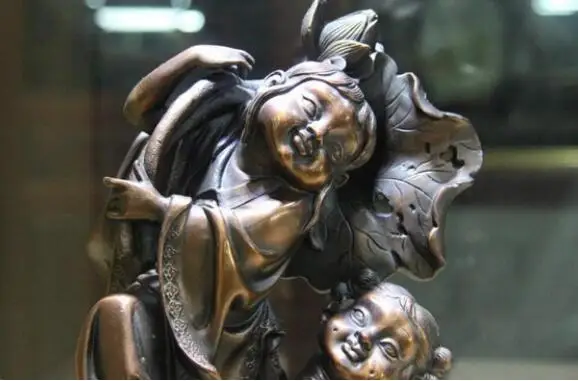 Cobre бронза famosos Lotus folha Dois Meninos Hehe Hop Immortals Deus Buda | Дом и сад