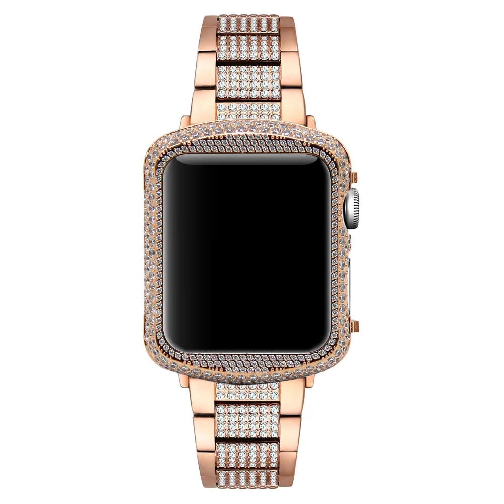 Для Apple Watch Series 4 Кристальные бриллиантовые часы корпус Роскошные ювелирные изделия класс качество Корпус Крышка для Apple Watch Series 1 2 3 рамка