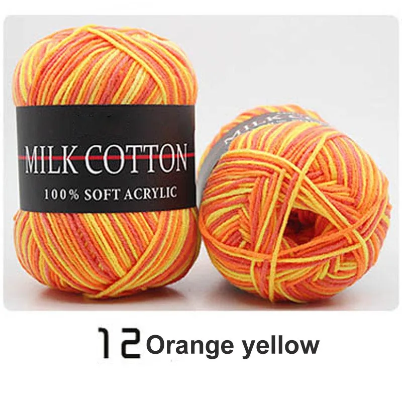 orange yellow 18 цветов, свитер, шарф, шапка, двойная вязка крючком, ручная вязка, хлопок, шерсть, пряжа, молочная мягкая, для детей, ручная вязка, пряжа - Цвет: orange yellow