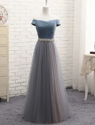 boat neck long Robe De Soriee новые длинные платья подружек невесты в виде сердца свадебное платье без рукавов Бисероплетение трапециевидной формы контрастного Цвет пикантные Выходные туфли на выпускной вечерние платья - Цвет: boat neck long