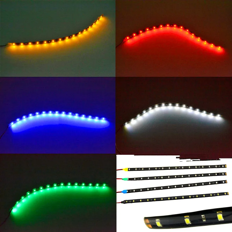 30 см 12 дюймов 15 LED 12V 3528 SMD гибкая водонепроницаемая полоса для автомобиля красный