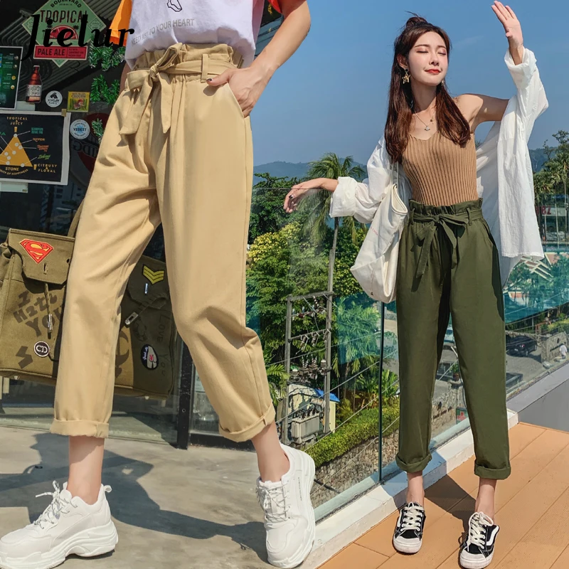 Jielur Harajuku женские брюки карго корейский ШИК Мода тонкий базовый Pantalon Mujer Green