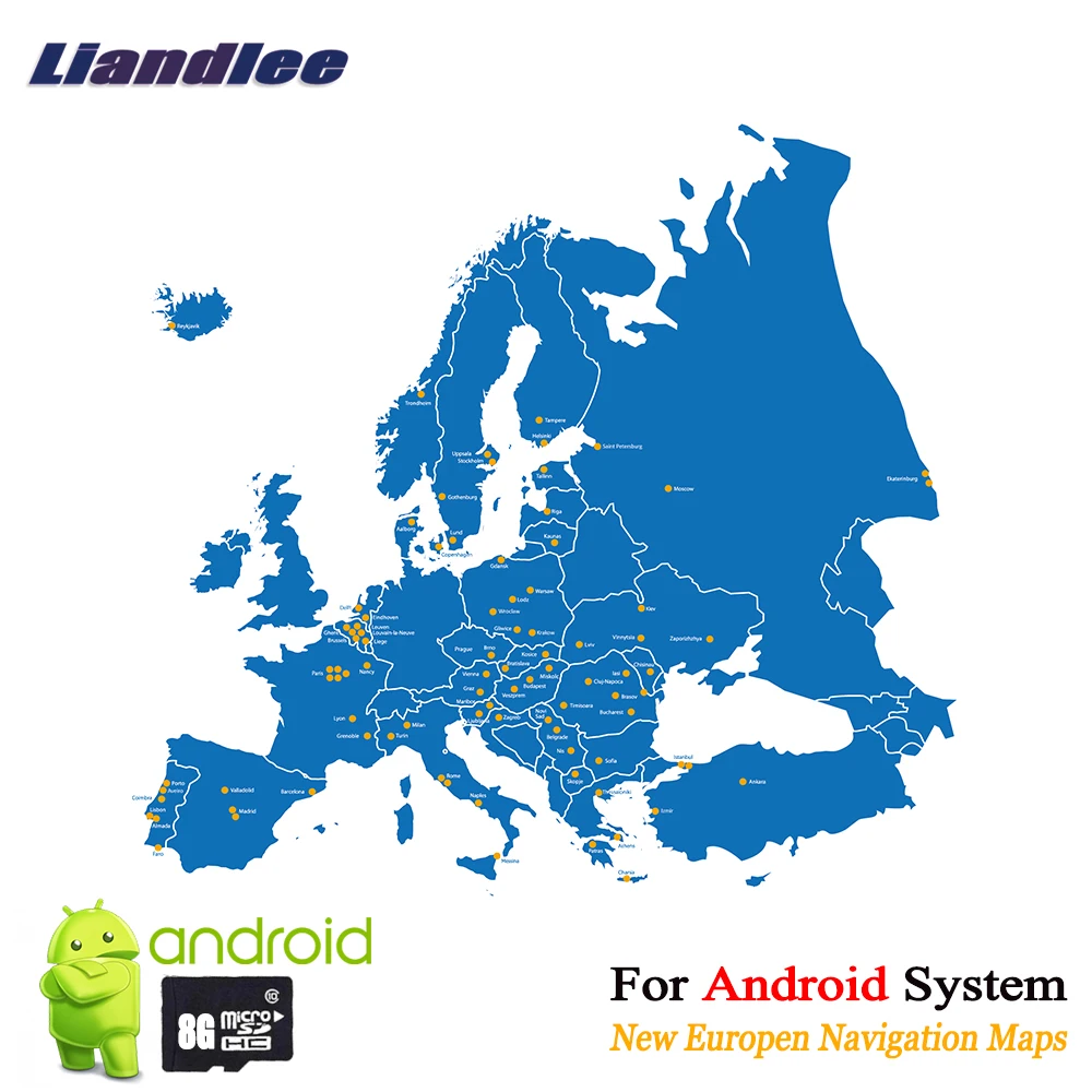 SD-карта Liandlee 8 ГБ GPS-навигация карта Android для Европы Ирландии Нидерландов Бельгии