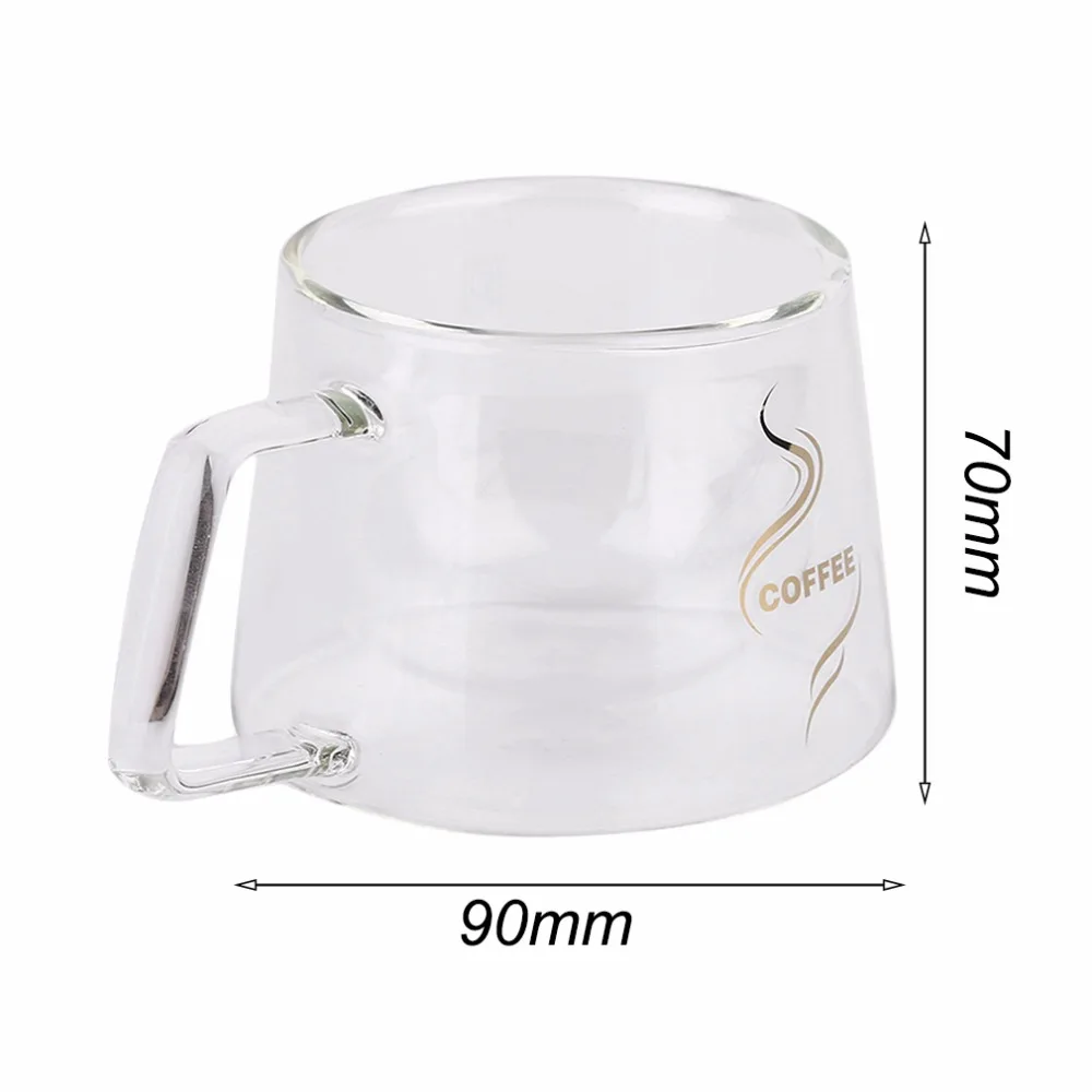 Double Layer Glass Coffee Mug Cup Borosilicate Water Bottle Chinese Tea Fashion Design Heat Resistant Handle 200ml | Дом и сад