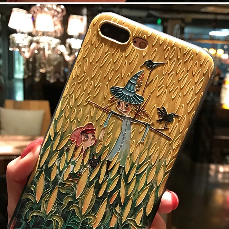 Аниме тисненый чехол с милым котом для iPhone 6 S plus 7 XS 8 эстетический матовый чучело