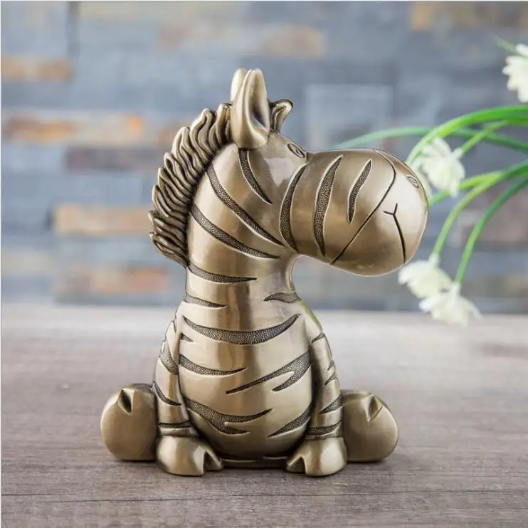 

creative cartoon zebra metal piggy bank cash box coins box for money safe coin dispenser chirldren's gift PB032