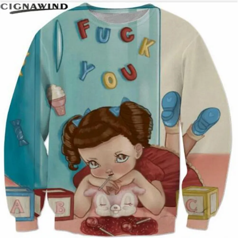 Новинка свитшоты с 3D принтом Crybaby для женщин и мужчин толстовки яркий джемпер