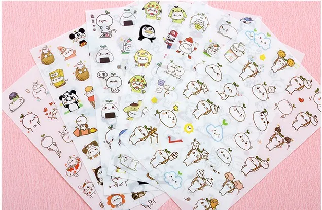 6 листов DIY Красочные Molang кролики kawaii наклейки для дневника планировщик дневник бумага Скрапбукинг альбомы фотобирка