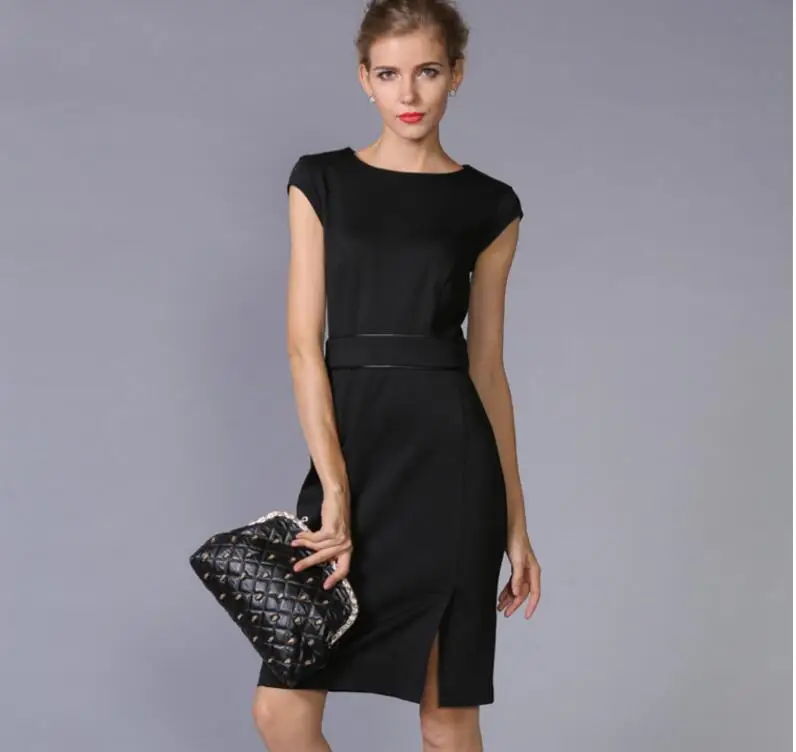 Летнее платье женское черное большого размера платья S-4XL офисное Мини для