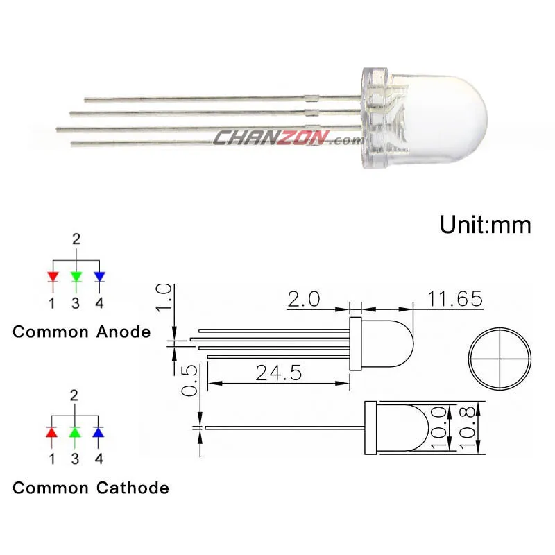 Светодиодный диодный светильник общий трехцветный красный зеленый синий