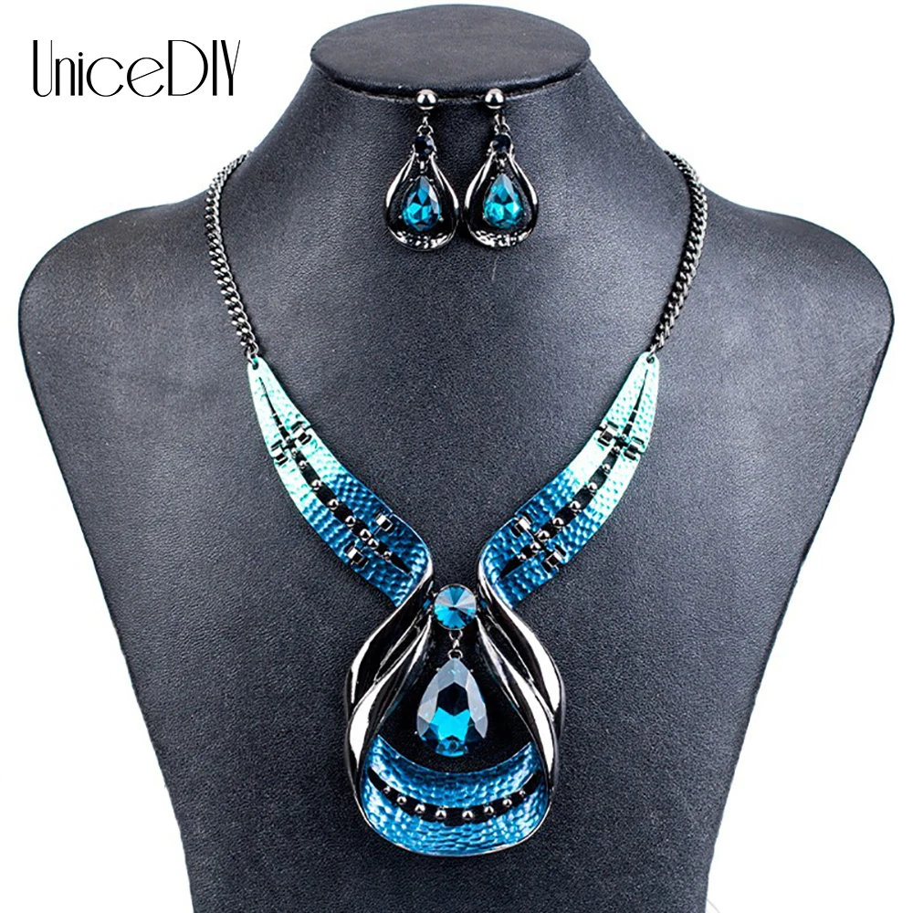 

MS18012 Fashion Jewelry Sets High Quality Necklace Sets For Women Jewelry Black zinc plating Crystal Unique Design Gift