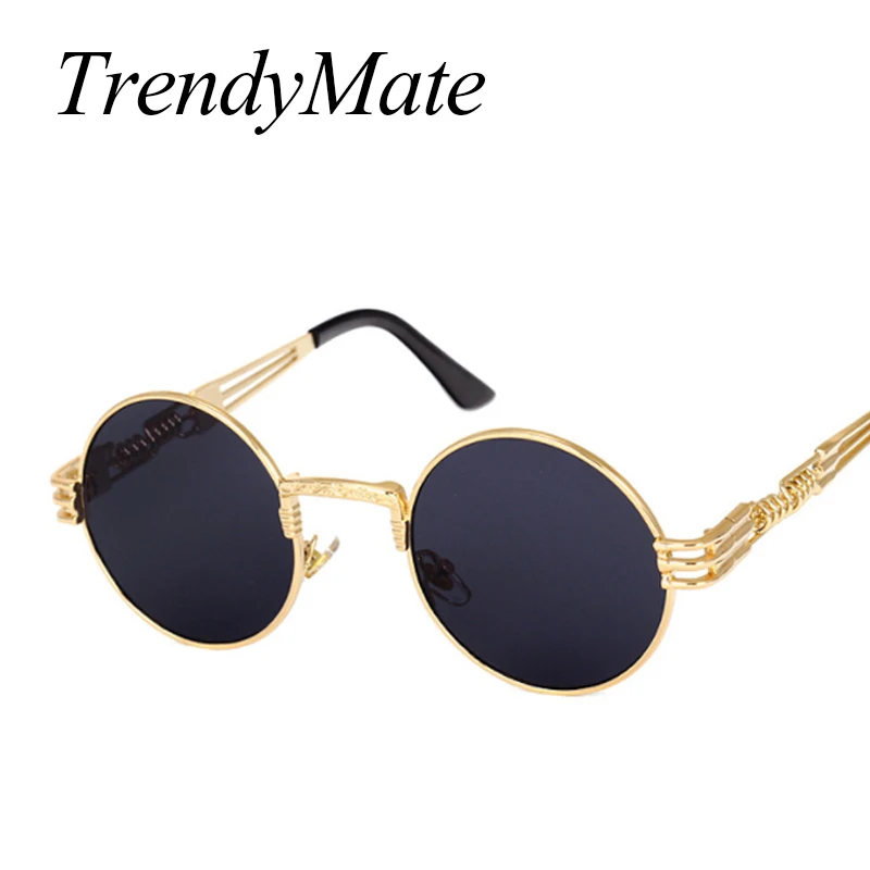 

TrendyMate Luxury Metal Sunglasses Men Round Sunglass Steampunk Coating Vintage Retro Lentes Oculos of Male Sun Glasses 1075T